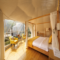 Tente Dôme de Luxe Imperméable en PVC de 6m pour Glamping, Hôtel-Resort, Type Piquet de Sol Diamant, pour Camping Safari Extérieur Toutes Saisons