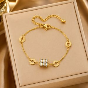 Bracelet vintage en zircon plaqué or 18 carats en acier inoxydable, forme cœur, chiffres romains, carré, cinq fleurs, étoile, bouddhisme, cadeau - Product Image 2
