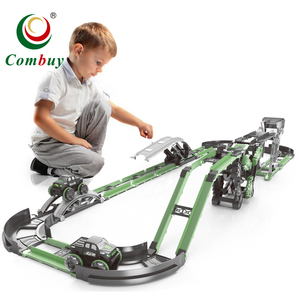 Jeu <span class=keywords><strong>de</strong></span> course <span class=keywords><strong>de</strong></span> voitures sur rail DIY pour garçons, avec rotation et roulement acrobatiques - Product Image 1
