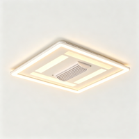 Ventilateur de plafond encastré carré sans pales avec télécommande, moteur DC, minuterie et lumière LED blanc chaud pour salle de bain et buanderie