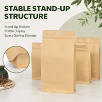 Sachet Doypack Kraft refermable avec fenêtre, de qualité alimentaire, pour l'emballage de fruits secs, noix, snacks, gâteaux et salades