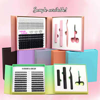 Bulu Mata Palsu Mewah Buatan Tangan Model Spike Diy Cluster Lashes Individual Mix Cd Natural Eyelashes Lash Clusters Tray Kit Logo Kustom