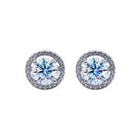 Boucles d'oreilles clous en argent sterling 925 avec moissanite VVS, couleur D, 0,5 ct et 1 ct, style hip-hop, pour hommes et femmes, avec fermoir à vis