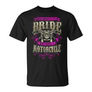 T-shirt de mariée motard pour femme, idéal pour les enterrements de vie de jeune fille - Product Image 1