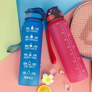 1L BPA FREE Gradient Color Motivational Gym Fitness Sports Tritan Water Bottle Custom Logo Manufacturer Wholesale