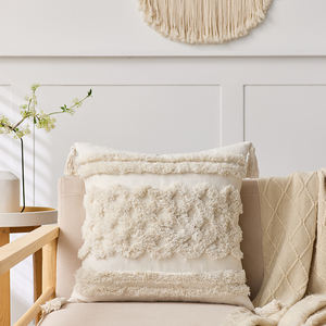 Boho Chic Macrame & berumbai dekoratif bantal sofa dekorasi rumah bantal penutup Set-nada netral bantal bertekstur - Product Image 3