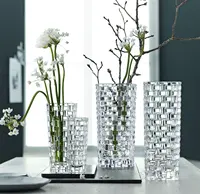Modern yeni tip benzersiz cam vazolar düğün Centerpiece cam çiçek vazo uzun boylu geri dönüşümlü temizle kristal vazo 24 inç