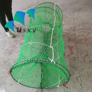 Perangkap Lobster Lipat Sangkar Musim Semi Ikan 70*120Cm Panci Ikan Jaring Hijau Disesuaikan Kekuatan Tinggi Disesuaikan Harga Grosir