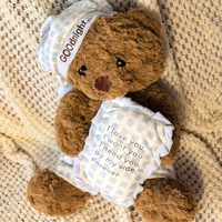 Ours en peluche mignon bleu à carreaux, coussin de câlin, compagnon de sommeil, cadeau pour filles et femmes