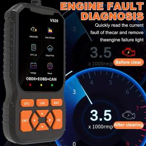 OBD2 đầy đủ chức năng V520 OBDII code Reader 12V Xe điện chẩn đoán Scanner LCD hiển thị 1-năm bảo hành 20 + Ngôn ngữ - Product Image 3