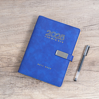 Cahiers Wire-O en cuir PU fermeture magnétique, porte-stylo et finition feuille d'or