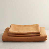 Draps de lit en lin 100% uni, couleur unie, 4 pièces, taille Queen, literie en lin français