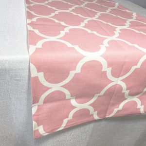Pink Geometric Pattern Cotton Table Runner Modern Washable Home Decor - Product Image 1