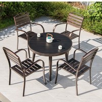 Table et chaises de salle à manger d'extérieur en alliage d'aluminium, design moderne, résistant aux UV, durable, imperméable, résistant au soleil, pour cour, villa, balcon