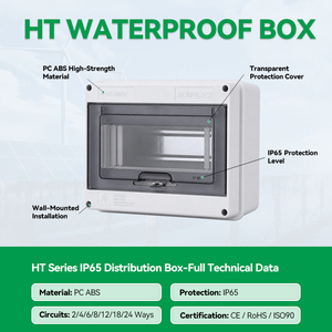HT 2/3/5/8/12/15/18/24 Way Outdoor IP65 ABS PC Plastic Waterproof Enclosure DB <b>Box</b> Electrical Power MCB Distribution <b>Box</b> - Product Image 3