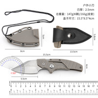 Mini couteau pliant EDC en acier inoxydable avec lame délavée, multifonctionnel pour la chasse en extérieur et l'autodéfense, personnalisable OEM