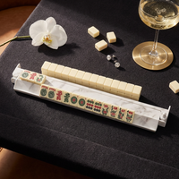 Tapis de jeu de Mahjong américain coloré avec supports et pions en bois et acrylique imitation écaille de tortue, tapis de Mahjong pour le jeu