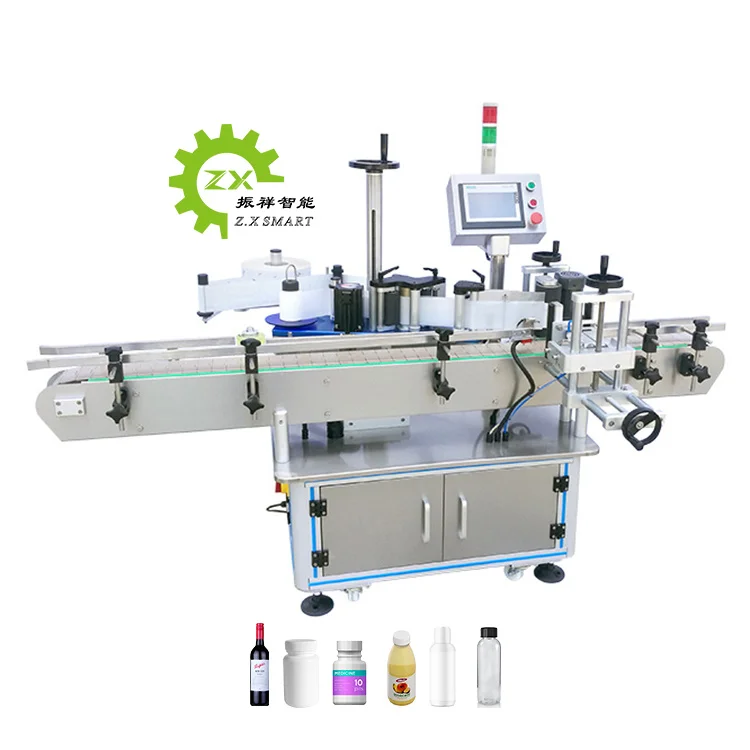 Automatic Jam Can Beverage Wine Round Bottles Vertical Positioning Sticker Labeling Machine