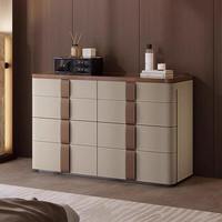 Commode îlot moderne de luxe pour chambre et salon, avec plateau en marbre, 8 tiroirs, en bois massif, finition émail cuit, design arrondi, entièrement fonctionnelle