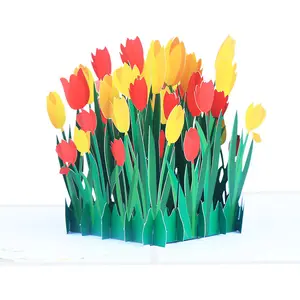 Xinduco kartu ucapan 3D untuk pasangan, ulang tahun 3D bunga angin Ungu tulip buket Terima kasih harapan