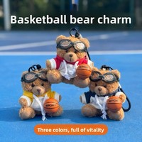 Porte-clés en peluche Ours de basketball, style mignon, poupée sportive, accessoire de sac à dos, cadeau créatif, vente en gros