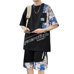 T-shirt d'été à manches courtes pour <span class=keywords><strong>homme</strong></span> Associez une <span class=keywords><strong>tenue</strong></span> pour <span class=keywords><strong>homme</strong></span> à une paire de shorts de sport slim de Cool Fashion Men Suit - Product Image 1