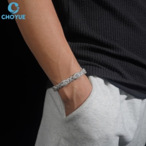 Pulsera de Cadena de Plata 925 con Moissanita VVS, Bañada en Rodio, Diseño de Ojo, Lujosa, Unisex, para Uso Diario, Joyería de Moda - Product Image 3
