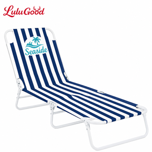 Chaise longue <span class=keywords><strong>de</strong></span> plage pliable avec imprimé homard - Chaise longue d'extérieur réglable avec rayures bleues et blanches - Chaise longue portable - Product Image 1