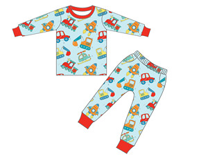Pastel Floral Printed Kids Bamboo Sleepwear Set, Crew Neck Long Sleeve <strong>Cuffed</strong> <strong>Pyjama</strong> Top and Pants, Gentle Floral Pattern - Product Image 2