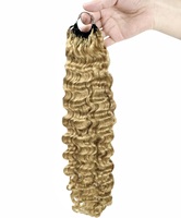 Cheveux humains bouclés birmans doublement étirés FH, pour tresses au crochet, avec nœuds miracle # 27 Tresses en cheveux humains à pointe effilée colorées pour crochet