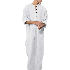 2023 Oriente Médio Homens Vestes Muçulmanos Roupas Islâmicas Árabe Médio Islã Em Torno Do Pescoço Robe Oração Eid Roupas Thawb - Product Image 1