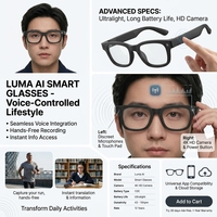 Lentes Inteligentes con IA T100, Cámara HD 1080P, Lentes con Filtro de Luz Azul de 300 mAh, Cancelación de Ruido, 800W, Antivibración, IP68, Carga Tipo C