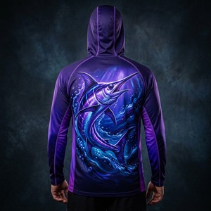 Vêtements de pêche UPF 50+ - Chemises à manches longues respirantes à séchage rapide imprimées par sublimation - Hoodie - Design personnalisé - Masque - 100% polyester - Product Image 3
