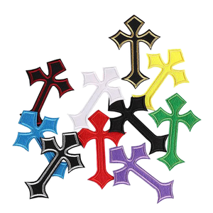 Handmade Custom Bordados <span class=keywords><strong>Patches</strong></span> Qualidade Sew-On 3D Cruz <span class=keywords><strong>Patches</strong></span> Sacos de Roupas Com Tecido Colorido Sentiu PVC Iron-On - Product Image 1