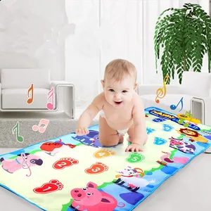 Groothandel Pasgeboren Baby Slaap Speelgoed Opvouwbare Zachte Katoen Kid Floor Activiteit Gym Musical Piano Toetsenbord Baby Kruipen Speelkleed