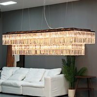Lustre rectangulaire en cristal de luxe pour salle à manger, îlot de cuisine, éclairage de plafond pour la maison