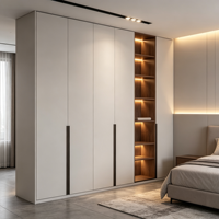 Armoire de chambre moderne et minimaliste, dressing modulaire sur mesure, porte en bois massif, système d'éclairage LED, portable, grande capacité