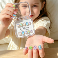 Faux Ongles Enfant à Pression Motif Sucette Dessin Animé Mignon Courts Sûrs Non Toxiques PMMA 10 Pièces Cadeau Nail Art Vente en Gros