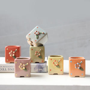 Maceta de Cerámica Pequeñ<span class=keywords><strong>a</strong></span>, Cuadrada, Transpirable, Duradera, de Diseño Simple, para Decoración del Hogar, para Escritorio - Product Image 1