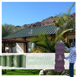 Tuiles de toiture en métal revêtues de pierre pour toiture en acier de Miami en Floride, 1340x420mm, calibre 26, interverrouillage, maisons préfabriquées, toiture moderne - Product Image 2