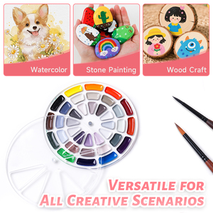 Set di 36 Colori Acquerelli Solidi in Tavolozza Portatile Rotonda con 360 °   Coperchio Girevole per Artisti, Principianti e Hobbisti - Product Image 4