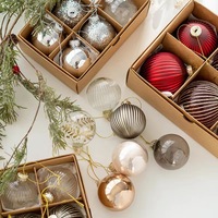 2025 nouveautés 6cm verre boule de noël Festival de noël décoration de vacances arbre ornement boîte emballage ensemble en gros
