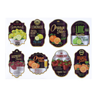 Impression personnalisée logo étiquette adhésive jus de fruit boisson alimentaire bouteille en verre autocollant d'emballage étiquettes de couleur pour bocaux en verre