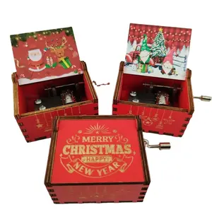 批发定制礼品红色圣诞音乐盒儿童玩具圣诞礼物