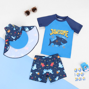 Top Quality Children 3 Piece <strong>Swim</strong> <strong>Set</strong> <strong>Boys</strong> Girls Wet Suit Sun Block Short Sleeve Kids Diving Suit Split Spring Bathing Swimsuit - Product Image 3