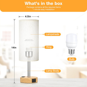 Lámpara <span class=keywords><strong>de</strong></span> Noche para Dormitorio, Lámpara Táctil Regulable con Puertos <span class=keywords><strong>de</strong></span> Carga USB C y Enchufe <span class=keywords><strong>de</strong></span> Corriente Alterna, Pequeña Lámpara <span class=keywords><strong>de</strong></span> Escritorio LED con Base <span class=keywords><strong>de</strong></span> <span class=keywords><strong>Madera</strong></span> - Product Image 5
