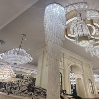 Lustre en cristal à longues brins, luminaire suspendu vertical personnalisé pour villa, escalier, plafond haut, hall d'hôtel