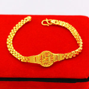 Chaîne de montre en cuivre plaqué or pour femme, style mode urbaine audacieuse, avec inscription 'Sha Jin Fu Fa Cai', Bijoux de Dubaï - Product Image 2