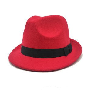 Sombrero Fedora <span class=keywords><strong>rojo</strong></span> Logotipo <span class=keywords><strong>de</strong></span> impresión <span class=keywords><strong>de</strong></span> fábrica <span class=keywords><strong>de</strong></span> China Cinta Sombrero Fedora <span class=keywords><strong>de</strong></span> <span class=keywords><strong>fieltro</strong></span> <span class=keywords><strong>de</strong></span> lana roja - Product Image 1