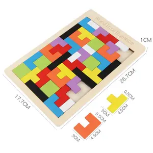 Wooden Puzzle Brain Teasers Toy Intelligence Colorful 3D Russian Blocks Game Montessori Educational Gift fir kids